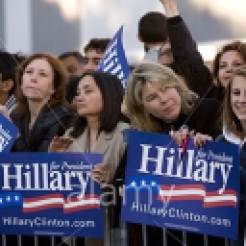 AP6CEJ Hillary Clinton supporters at a rally in Northridge, California